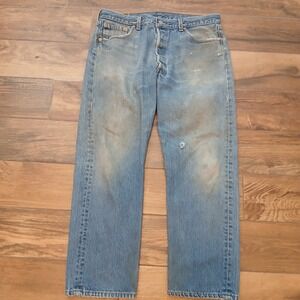 Vintage Levi's Jeans Mens 38x31 (FITS 34x27) Blue 501 Distressed USA Made 90s